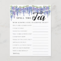 Budget Purple Floral Spill Tea Bridal Shower Game