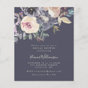 Budget Purple Floral Watercolor Shower Invitation