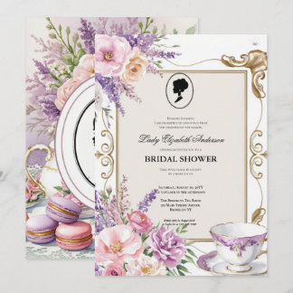 Budget Purple Florals Bridgerton Bridal Shower Invitation