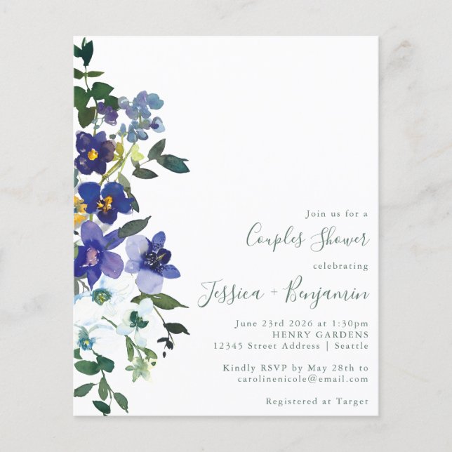 Budget Purple Garden Floral Couples Shower   (Front)