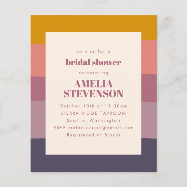 Budget Purple Geometric Bridal Shower Invitation (Front)