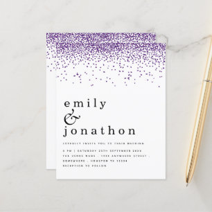 Budget Purple Glitter Confetti Wedding Invitation
