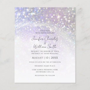 Budget Purple Glitter Modern Wedding Invitation