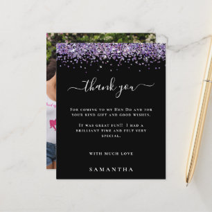 Budget Purple Glitter Photo Hen Party Black Thanks
