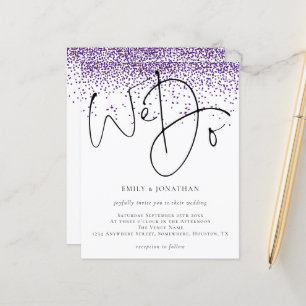 Budget Purple Glitter Script We Do Wedding Invite