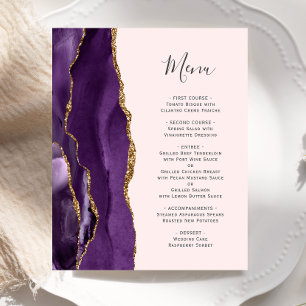 Budget Purple Gold Agate Blush Wedding Menu