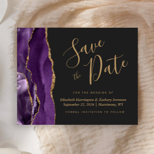 Budget Purple Gold Agate Dark Save the Date