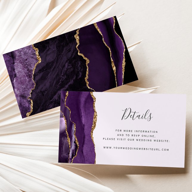 Budget Purple Gold Agate Lavender Wedding Website Enclosure Card (Creator Uploaded)