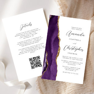 Budget Purple Gold Agate QR Code Wedding