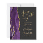 Budget Purple Gold Agate Script Save the Date