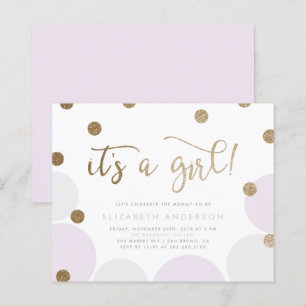Budget Purple & Gold Confetti Girl Baby Shower