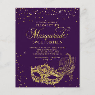 BUDGET Purple Gold Photo Masquerade Sweet 16