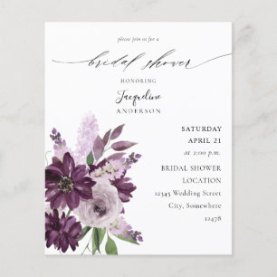 Budget Purple & Lavender Floral Bridal Shower Flyer