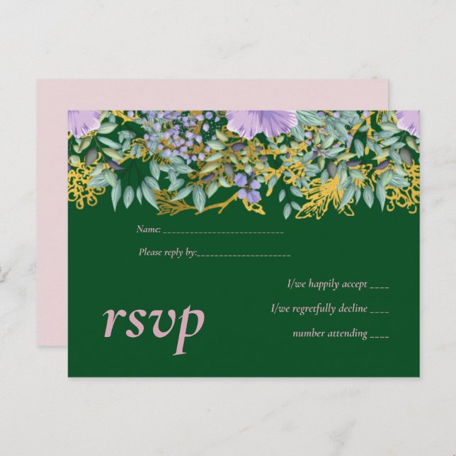 Budget Purple Lavender Floral Greenery Wedding Invitation Postcard (Front/Back)