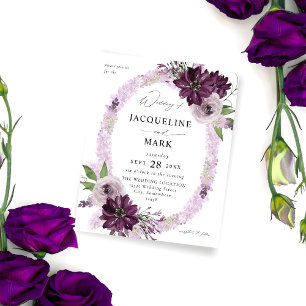 Budget Purple & Lavender Floral Ring Wedding Flyer