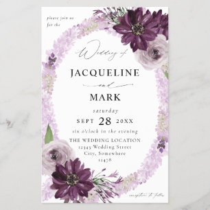 Budget Purple & Lavender Floral Ring Wedding MED Flyer