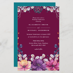 BUDGET Purple Lavender Leaves Wedding Invites A9
