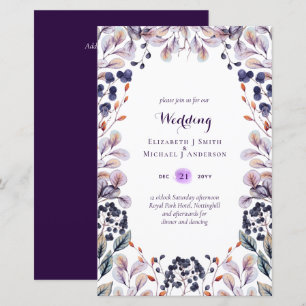 BUDGET Purple Lavender Leaves Wedding Invites A9