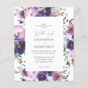 Budget Purple - Lavender & Violet Floral Wedding 2 Flyer