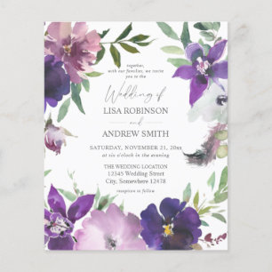 Budget Purple - Lavender & Violet Floral Wedding F Flyer
