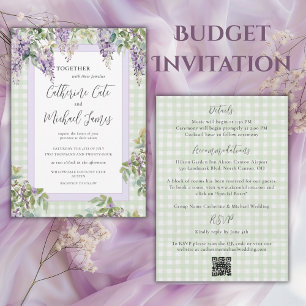Budget Purple Lilac Greenery Elegant Wedding Invitation