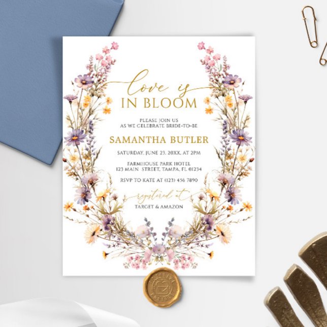 Budget Purple Love is in Bloom Shower Invitation (Creator Uploaded)