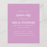 Budget Purple Minimal Graduation Party Invitation