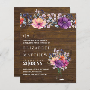 BUDGET Purple Orange Dusk Till Dawn Wedding INVITE