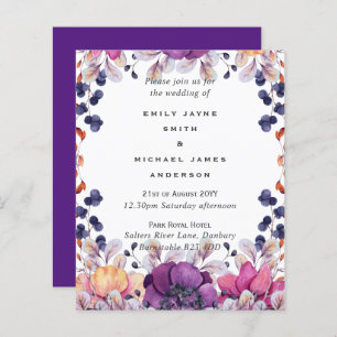 BUDGET Purple Orange Dusk Till Dawn Wedding INVITE