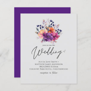 BUDGET Purple Orange Dusk Till Dawn Wedding INVITE