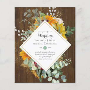 BUDGET Purple Orange Floral Wedding Invitations Flyer