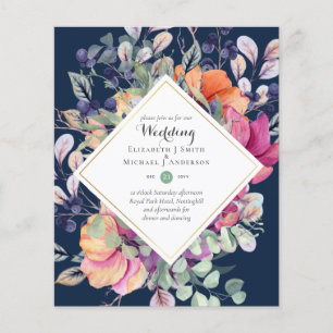 BUDGET Purple Orange Floral Wedding Invitations Flyer