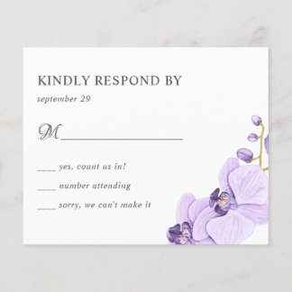 BUDGET Purple orchid chic Botanical Wedding RSVP
