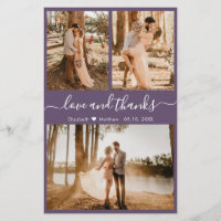 Budget Purple Photo Collage Wedding Thank You