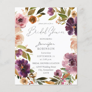 Budget Purple & Pink Floral Bridal Shower V2 Large Flyer