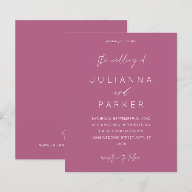 Budget Purple Pink MOD Calligraphy Wedding (Front/Back)