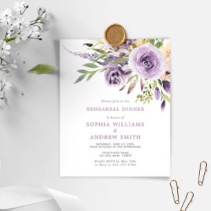 Budget Purple Rose Rehearsal Dinner Invitation