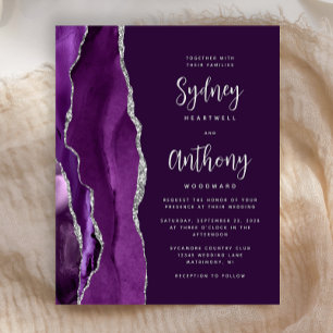 Budget Purple Silver Agate Calligraphy Wedding