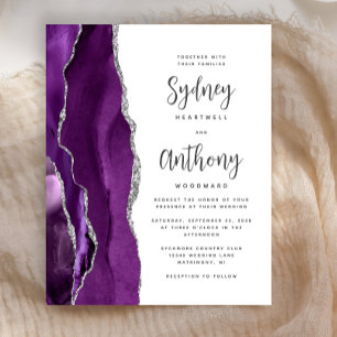Budget Purple Silver Agate Calligraphy Wedding