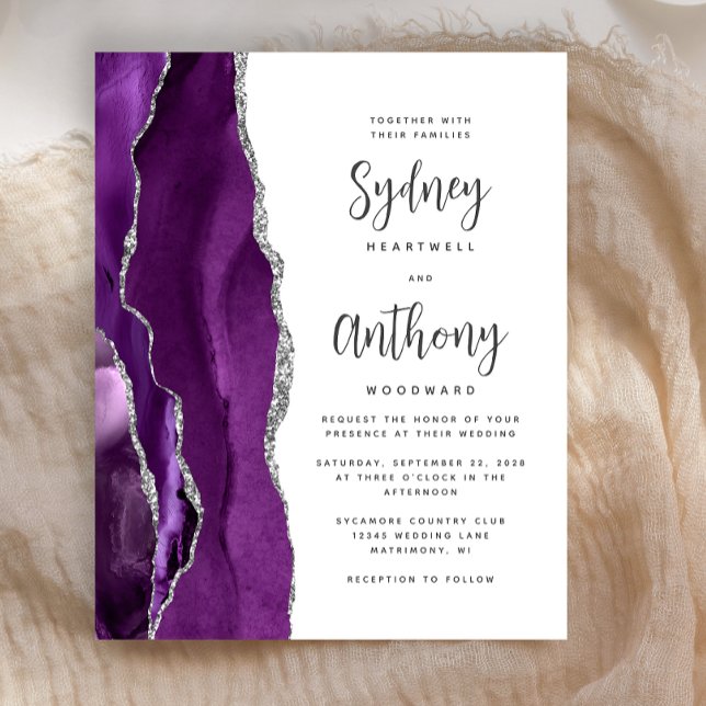 Budget Purple Silver Agate Calligraphy Wedding (Creator Uploaded)