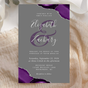 Budget Purple Silver Agate Corners Grey Wedding