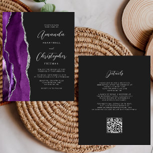 Budget Purple Silver Agate Dark QR Code Wedding