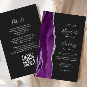 Budget Purple Silver Agate Dark QR Code Wedding