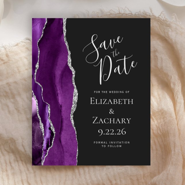 Budget Purple Silver Agate Dark Save the Date (Creator Uploaded)