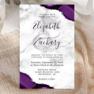 Budget Purple Silver Agate Marble Corners Wedding