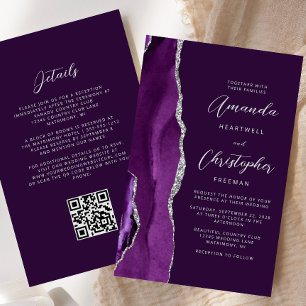 Budget Purple Silver Agate Plum QR Code Wedding