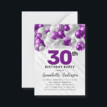 Budget Purple Silver Balloon Glam Glitter Birthday Card<br><div class="desc">Modern Glam Purple Violet Silver Grey Balloon Glitter Sparkle Any Age Birthday Invitation</div>