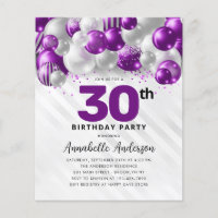 Budget Purple Silver Balloon Glitter 30th Birthday