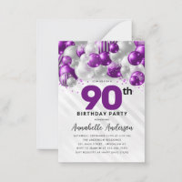Budget Purple Silver Balloon Glitter 90th Birthday