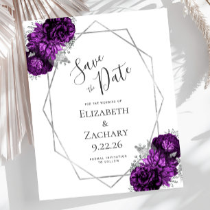 Budget Purple Silver Floral White Wedding
